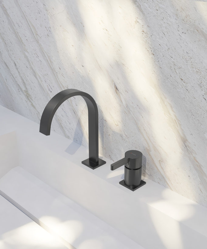 Miscelatore lavabo 2 fori Gun metal - Fiumina
