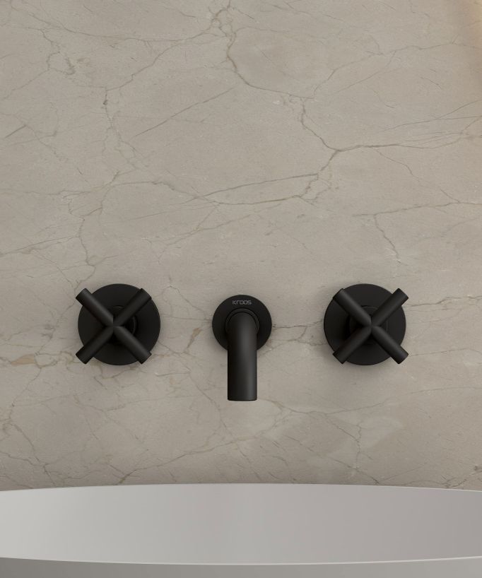 Rubinetto lavabo a parete nero - Corbeau