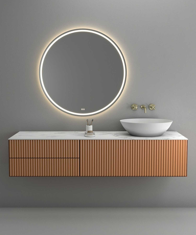 Rubinetto lavabo a parete oro spazzolato - Corbeau