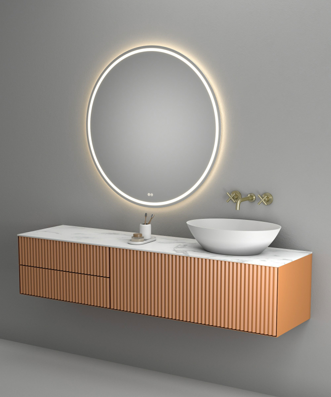 Rubinetto lavabo a parete oro spazzolato - Corbeau