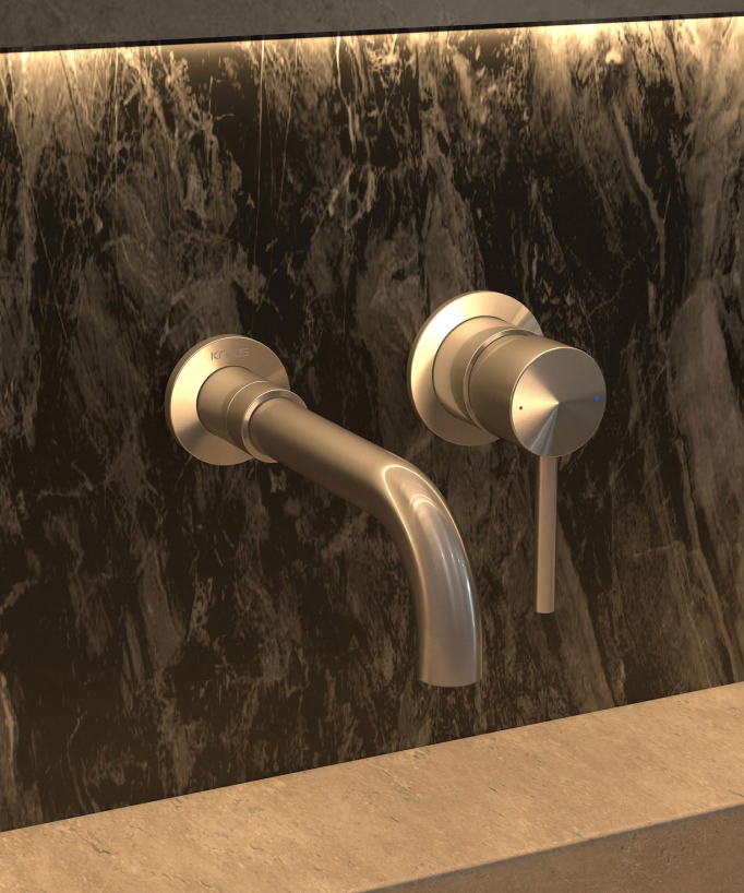 Miscelatore lavabo a parete nichel spazzolato - Corbeau