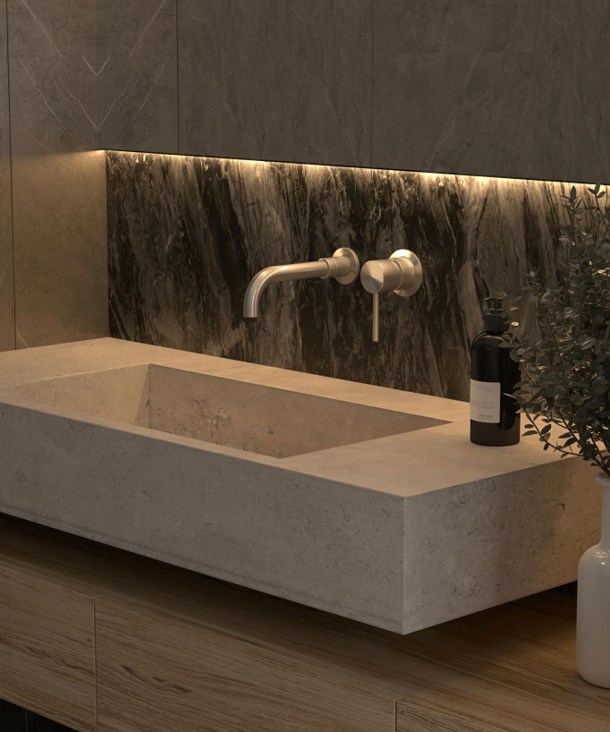 Miscelatore lavabo a parete nichel spazzolato - Corbeau