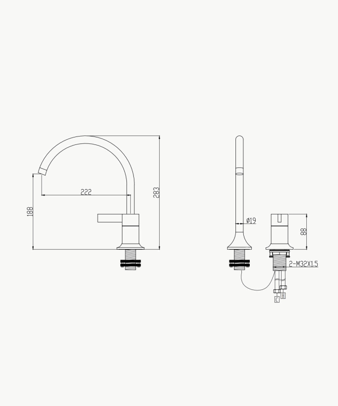 Miscelatore lavabo 2 fori da appoggio