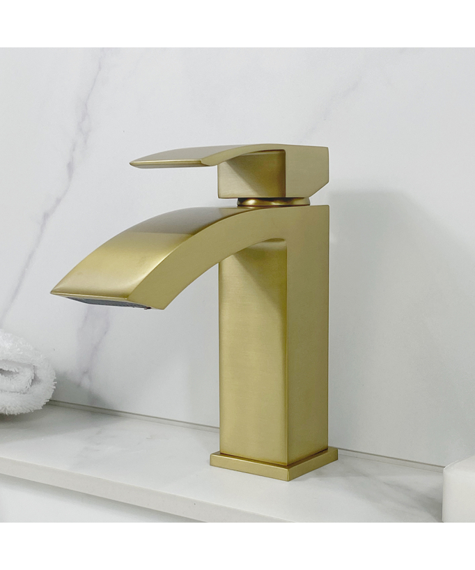 Robinet mitigeur lavabo Doré brossé - Deneb