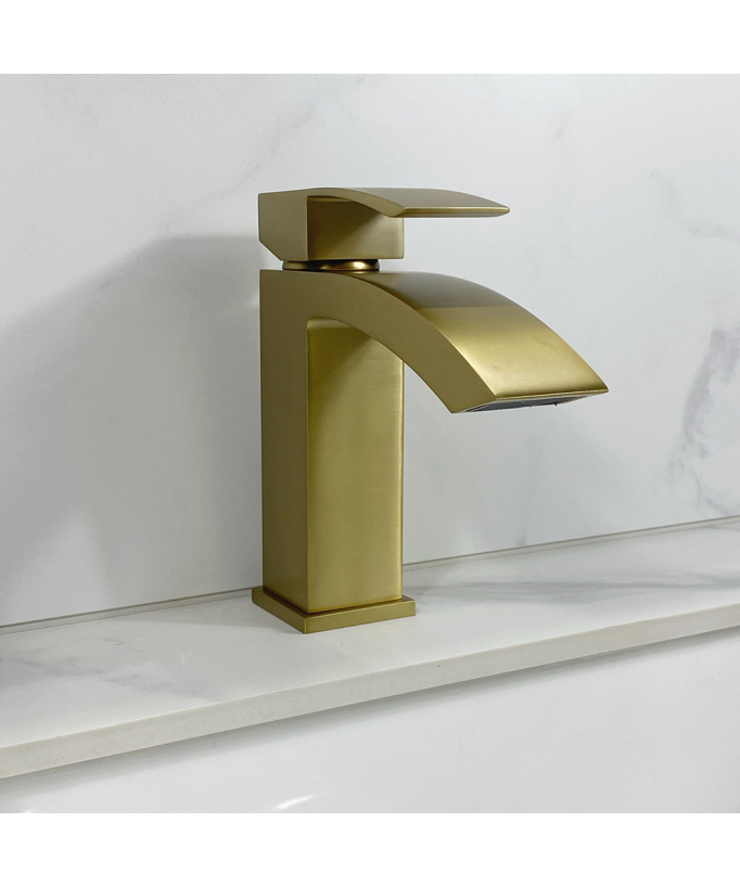 Robinet mitigeur lavabo Doré brossé - Deneb