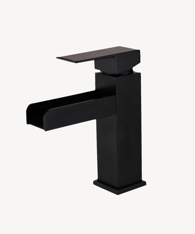 Robinet mitigeur lavabo cascade en laiton noir - Alnair