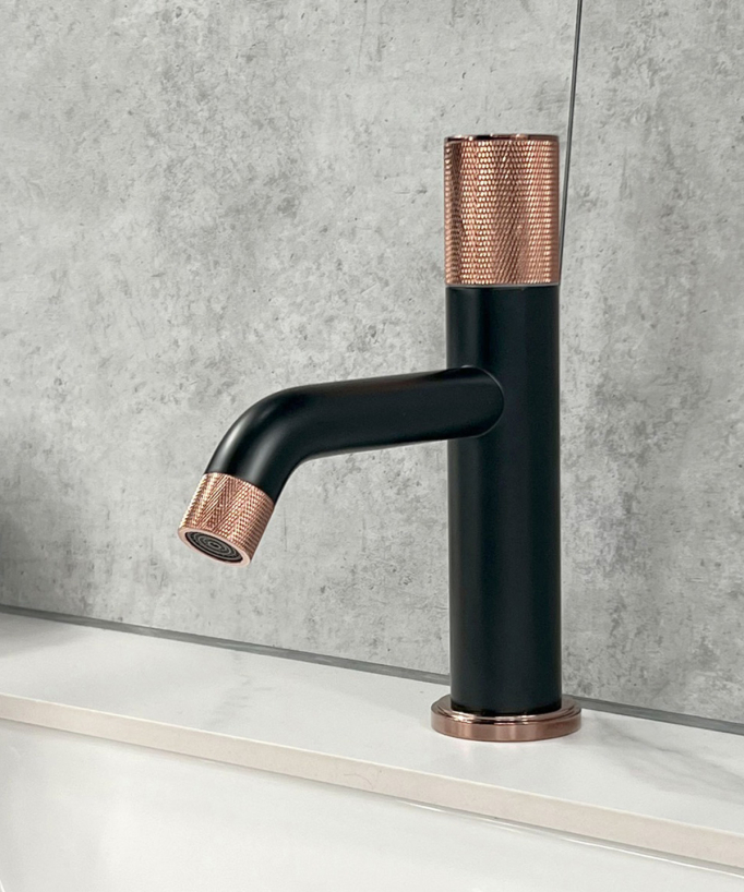 Miscelatore lavabo design da appoggio Nero & Oro rosa - Leros