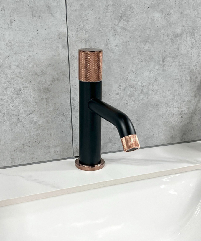 Miscelatore lavabo design da appoggio Nero & Oro rosa - Leros