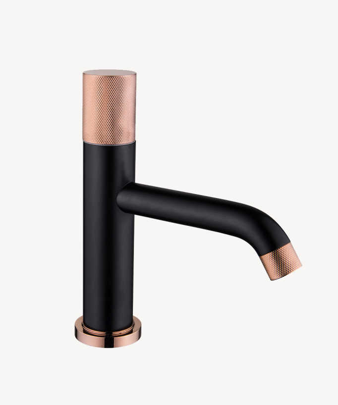 Miscelatore lavabo design da appoggio Nero & Oro rosa - Leros - small