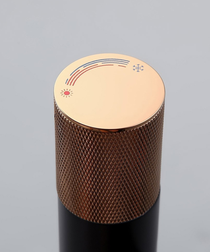 Miscelatore lavabo design Nero e Oro rosa senza limitatore di portata - Leros