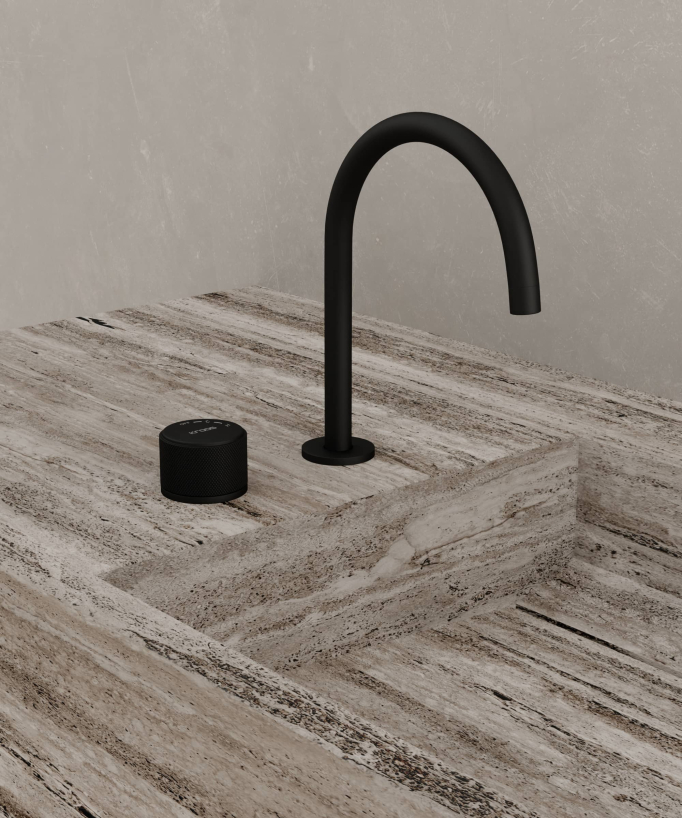 Miscelatore lavabo 2 fori senza regolazione portata Nero - Leros