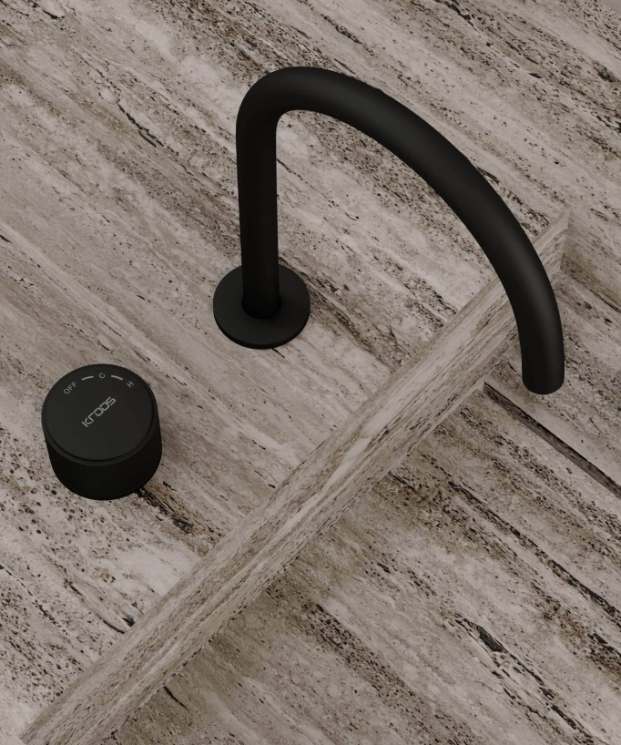 Miscelatore lavabo 2 fori senza regolazione portata Nero - Leros