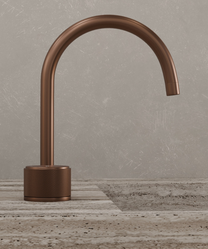 Miscelatore lavabo 2 fori senza regolazione portata Oro rosa spazzolato - Leros