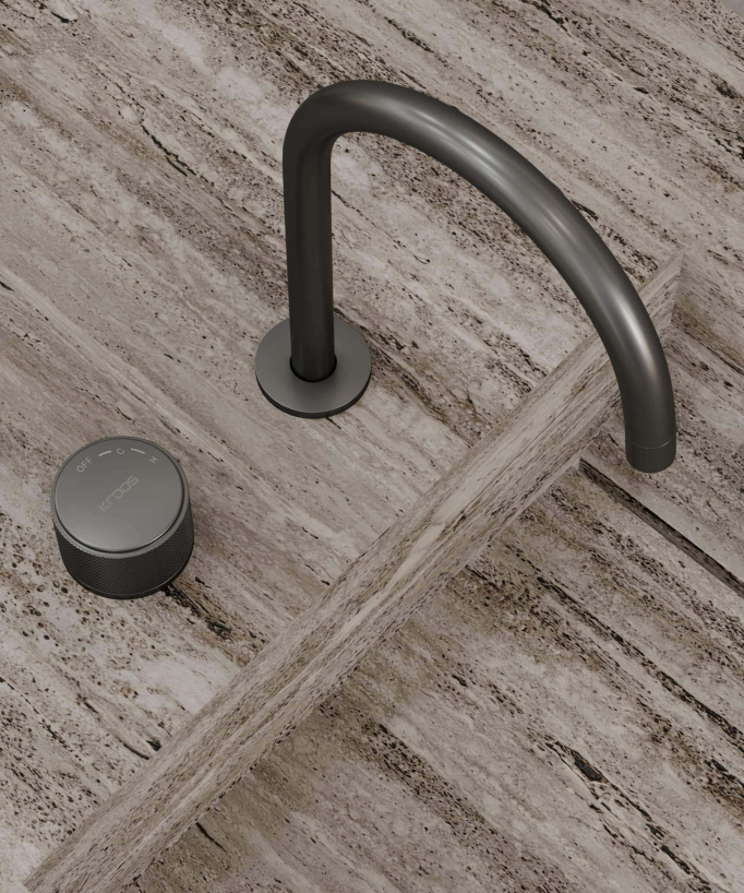 Miscelatore lavabo 2 fori senza regolazione portata Gun metal - Leros