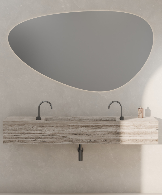 Miscelatore lavabo 2 fori senza regolazione portata Gun metal - Leros