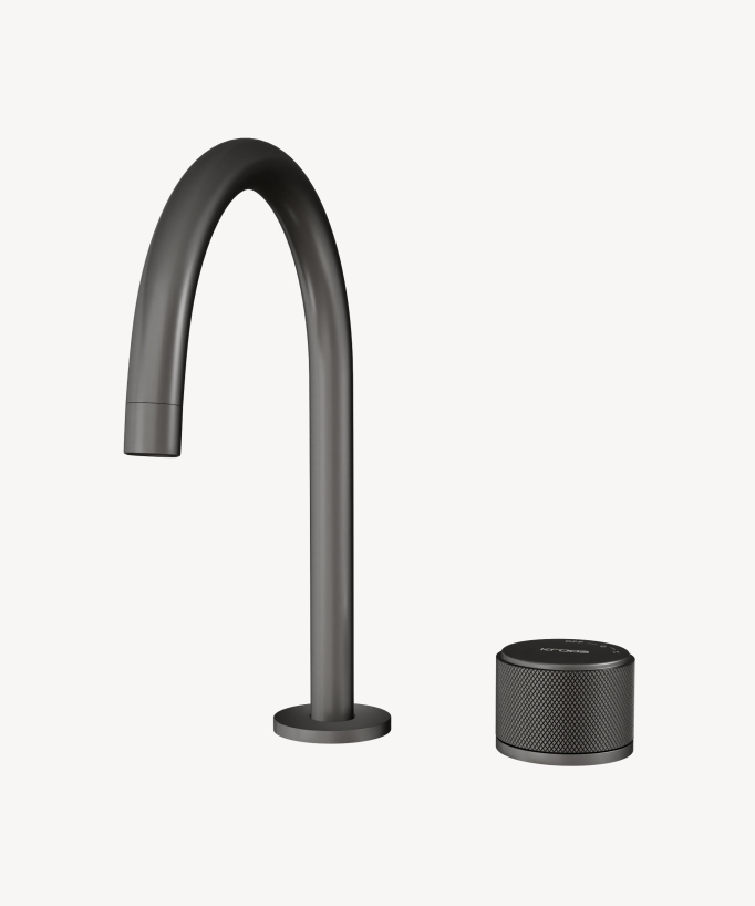 Miscelatore lavabo 2 fori senza regolazione portata Gun metal - Leros