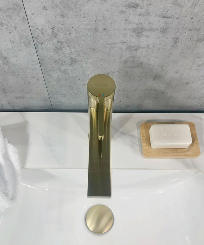 Rubinetto miscelatore lavabo oro spazzolato - Mintaka