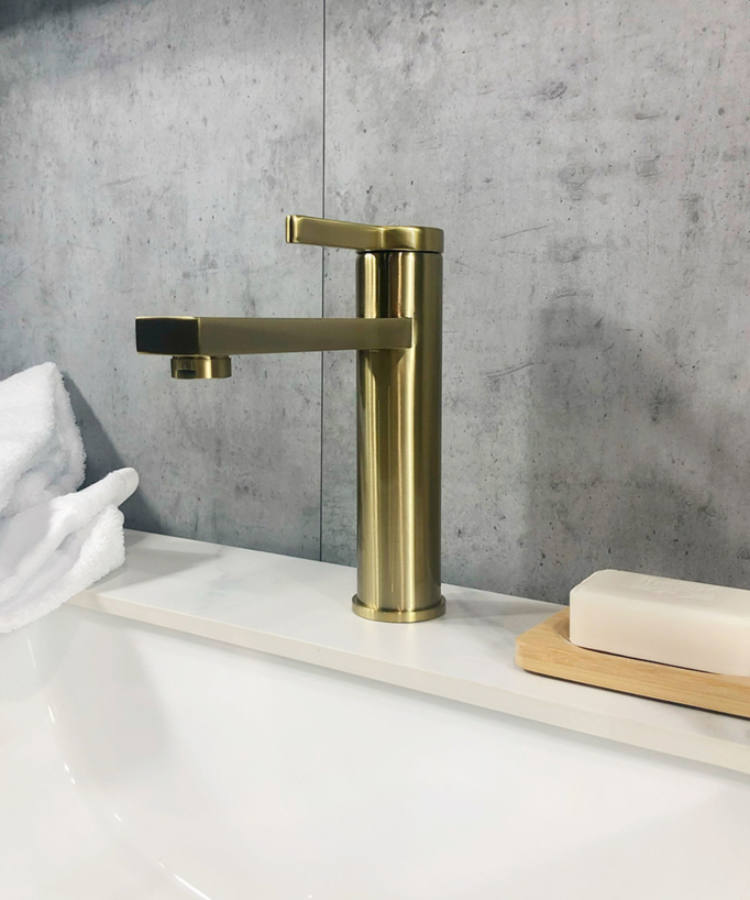 Rubinetto miscelatore lavabo oro spazzolato - Mintaka