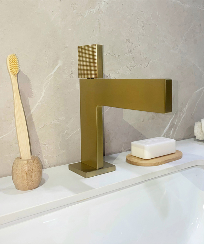Rubinetto miscelatore lavabo design oro spazzolato - Kyra