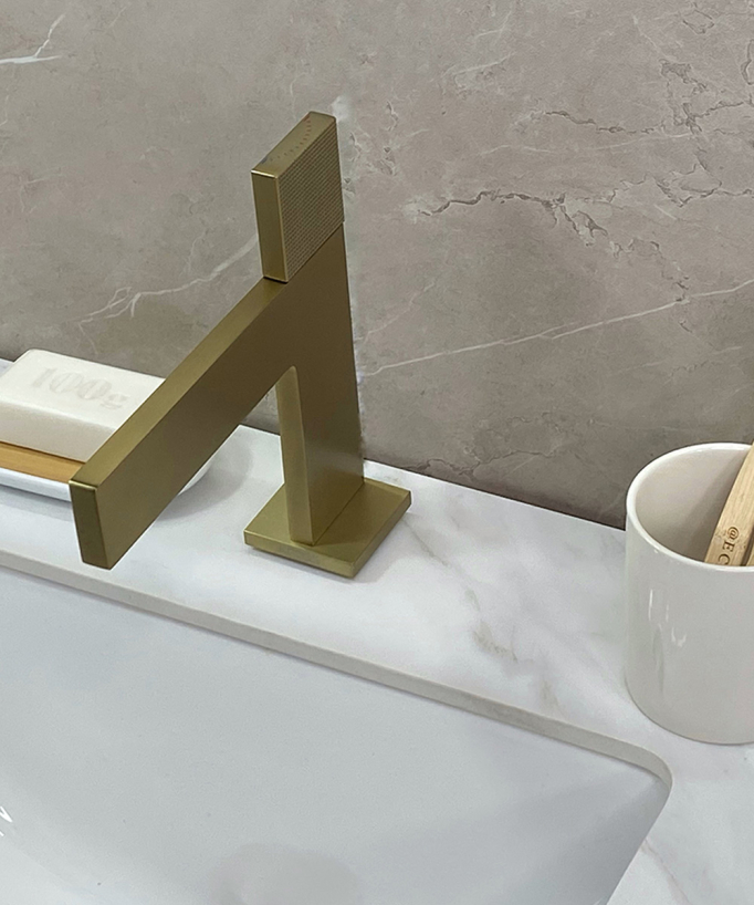 Rubinetto miscelatore lavabo design oro spazzolato - Kyra