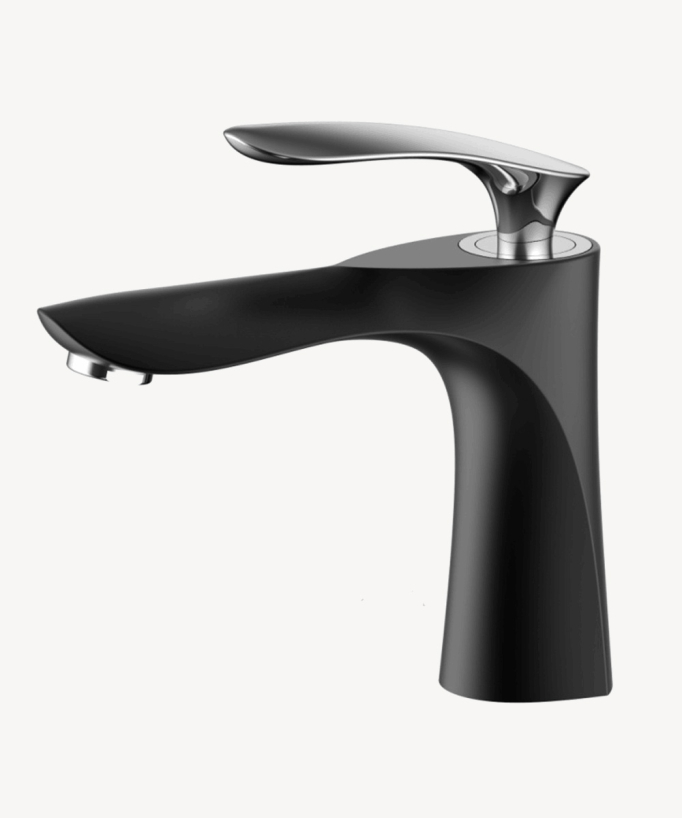 Miscelatore monocomando per lavabo nero e cromato - Canopus