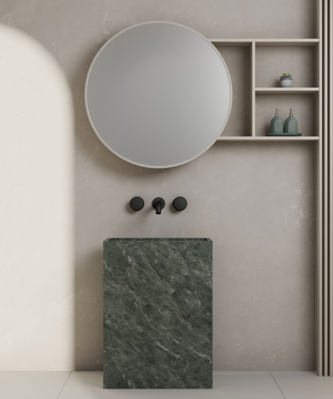 Rubinetto lavabo a parete nero - Leros