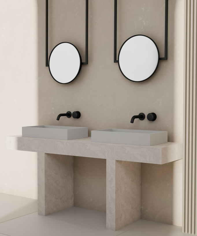 Miscelatore lavabo da incasso nero senza limitatore di portata - Leros