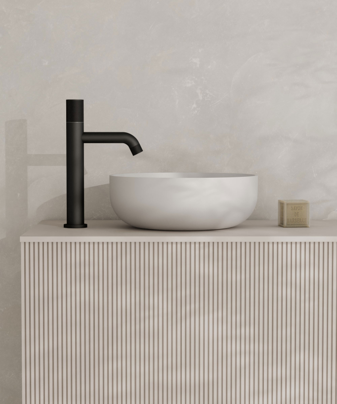 Rubinetto miscelatore lavabo design nero senza limitatore di portata - Leros
