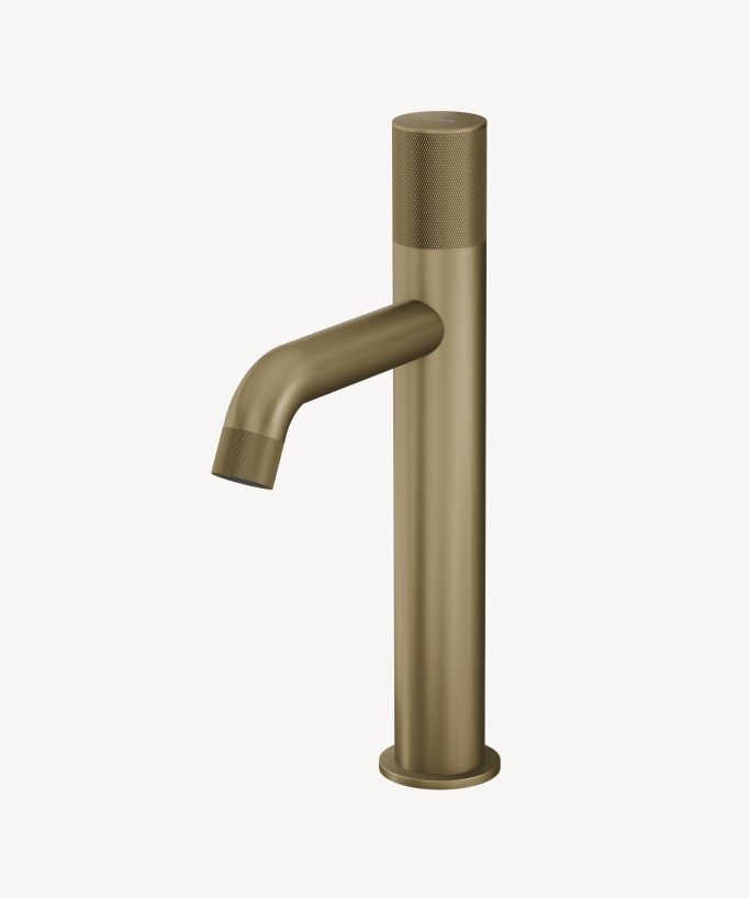 Rubinetto miscelatore lavabo design oro spazzolato senza limitatore di portata - Leros - small