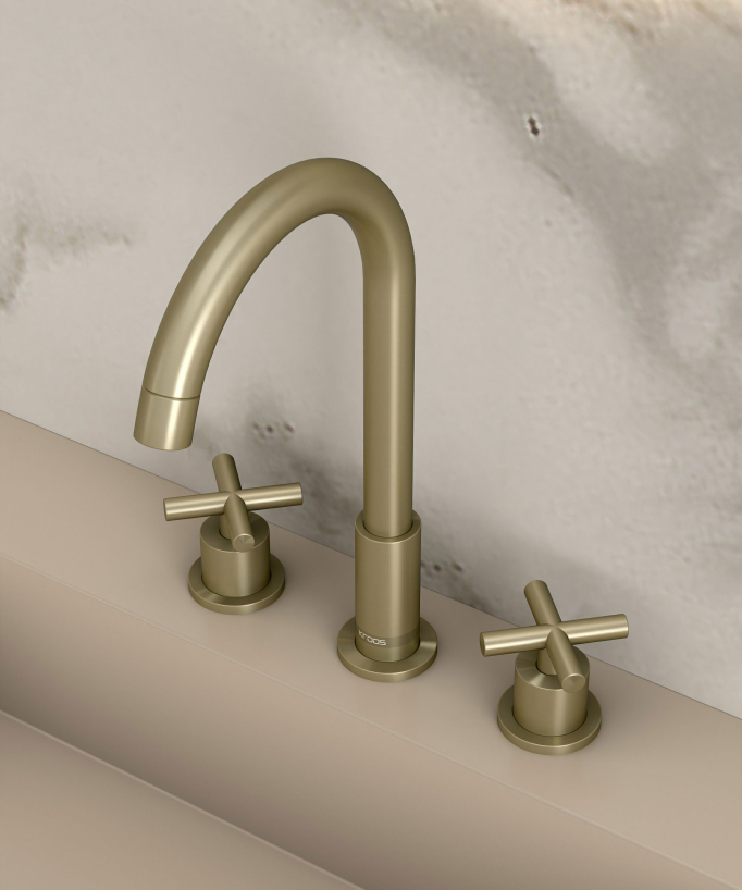 Rubinetto lavabo a ponte oro spazzolato - Corbeau