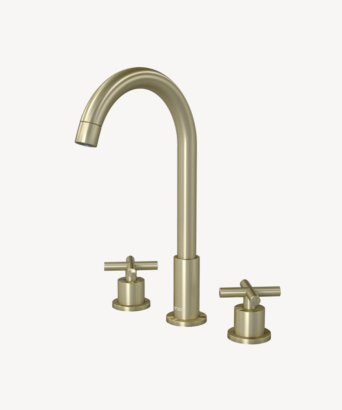 Rubinetto lavabo a ponte oro spazzolato - Corbeau - small