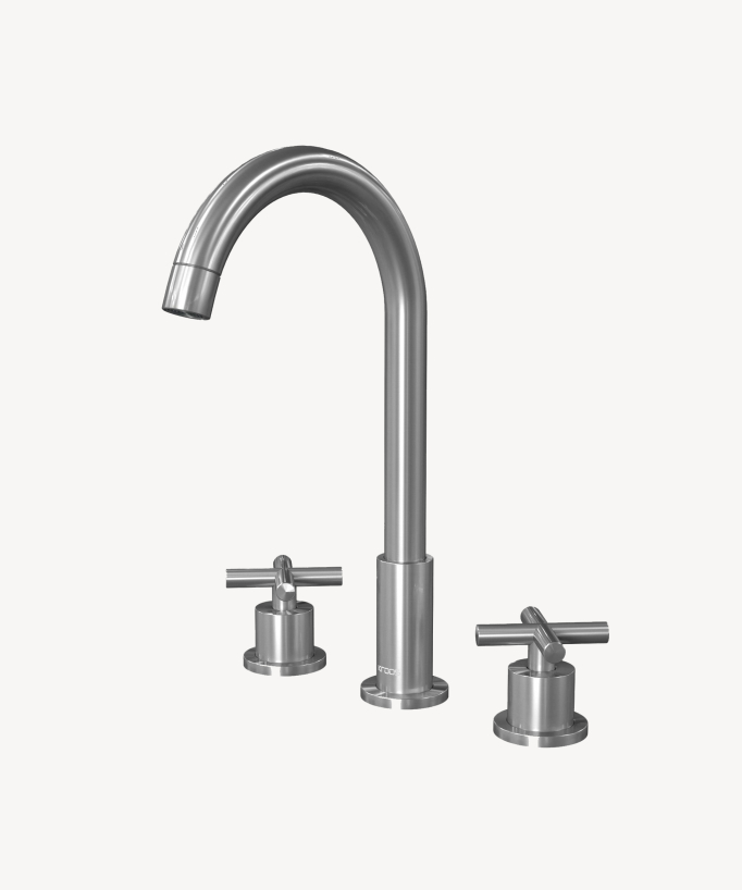 Rubinetto lavabo a ponte nichel spazzolato - Corbeau - small