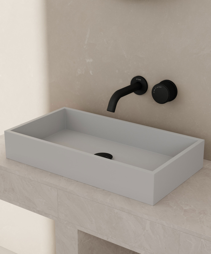 Miscelatore monocomando da incasso per lavabo nero senza regolatore di portata - Leros