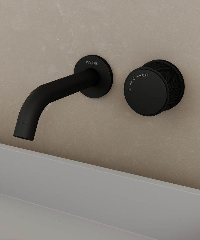 Miscelatore monocomando da incasso per lavabo nero senza regolatore di portata - Leros