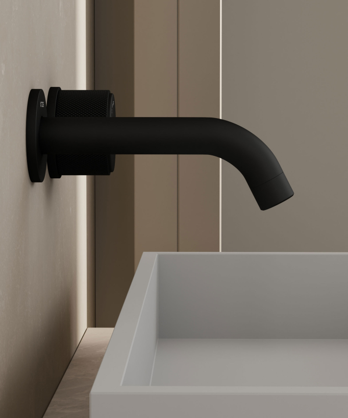 Miscelatore monocomando da incasso per lavabo nero senza regolatore di portata - Leros