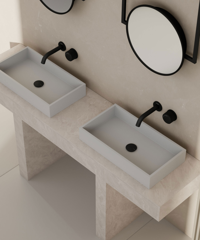 Miscelatore monocomando da incasso per lavabo nero senza regolatore di portata - Leros
