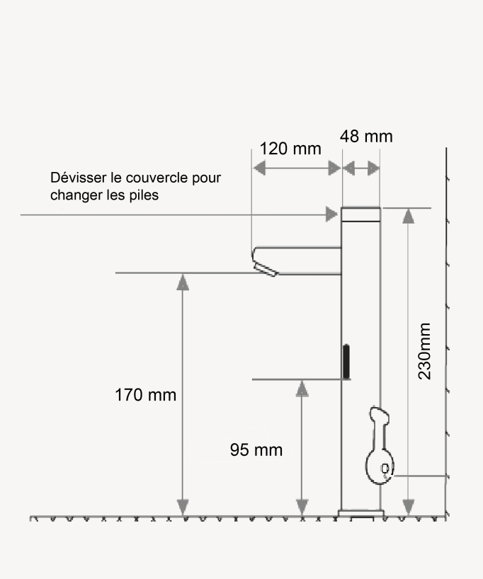 Mitigeur lavabo automatique moderne, Chromé - Pula