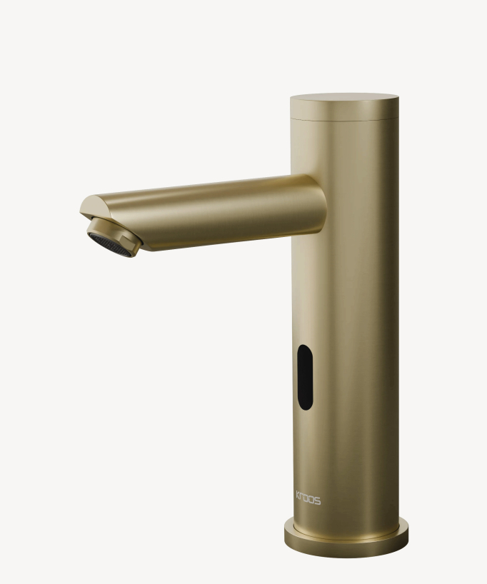 Rubinetto lavabo automatico moderno acqua fredda oro spazzolato - Pula - small
