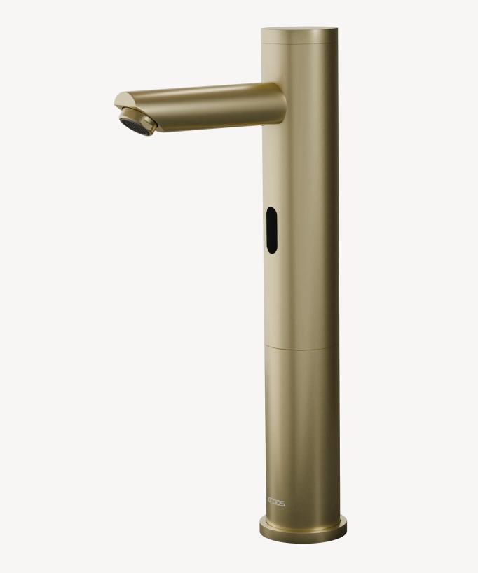 Mitigeur lavabo haut automatique en laiton - Pula, finition doré brossé