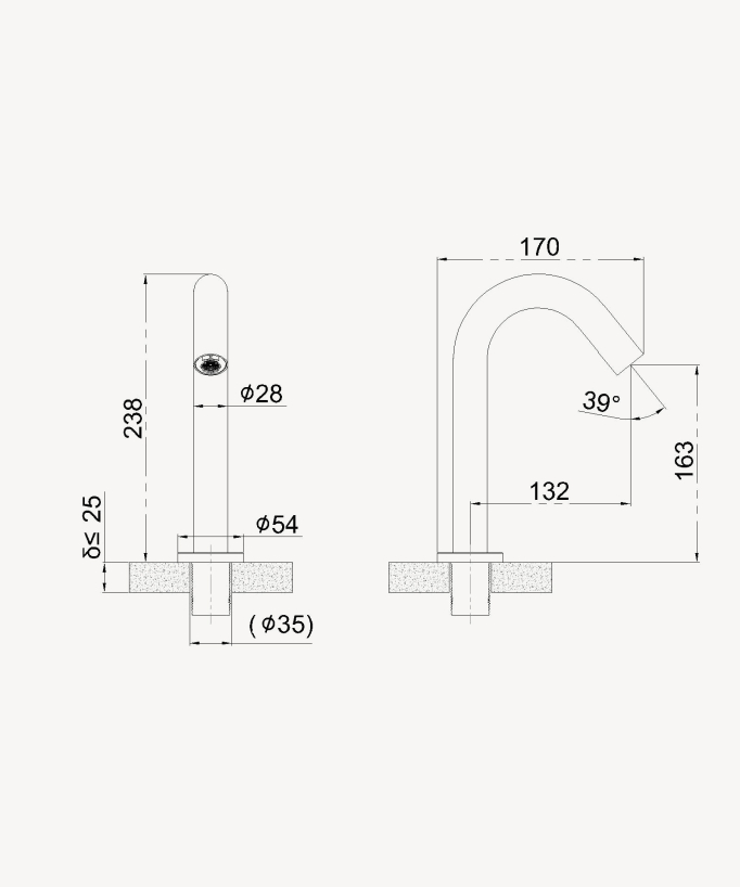 Rubinetto automatico per lavabo da appoggio, acqua fredda gunmetal – Corbeau