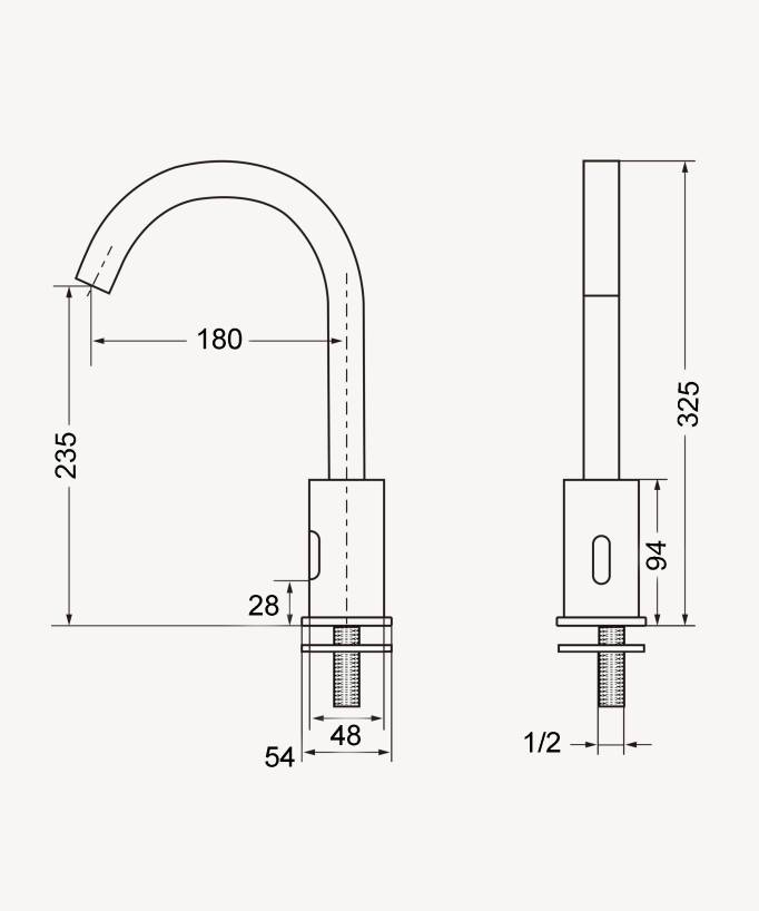 Rubinetto automatico alto per lavabo, acqua fredda nero – Corbeau