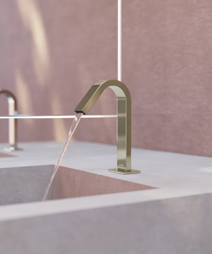 Rubinetto automatico per lavabo, acqua fredda champagne – Fiumina