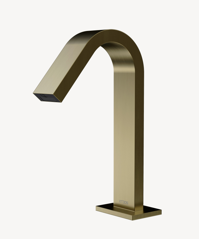 Rubinetto automatico per lavabo, acqua fredda dorato spazzolato – Fiumina