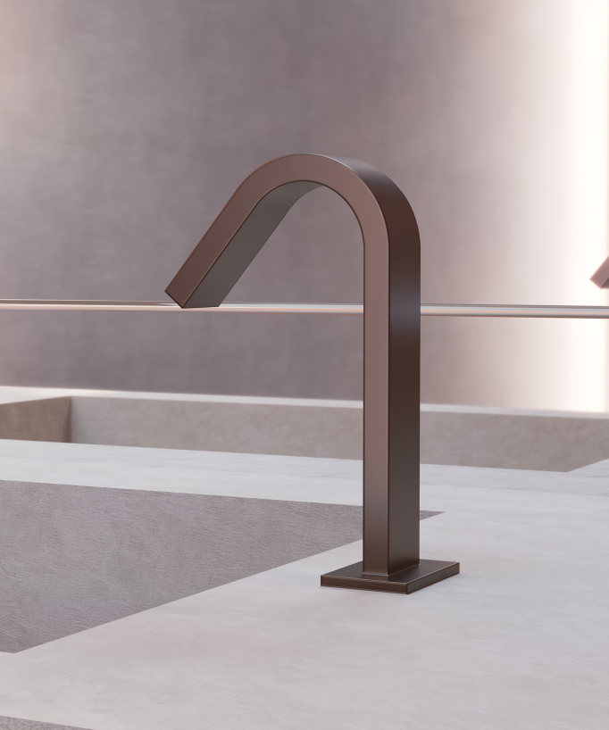Rubinetto automatico per lavabo, acqua fredda oro rosa spazzolato – Fiumina
