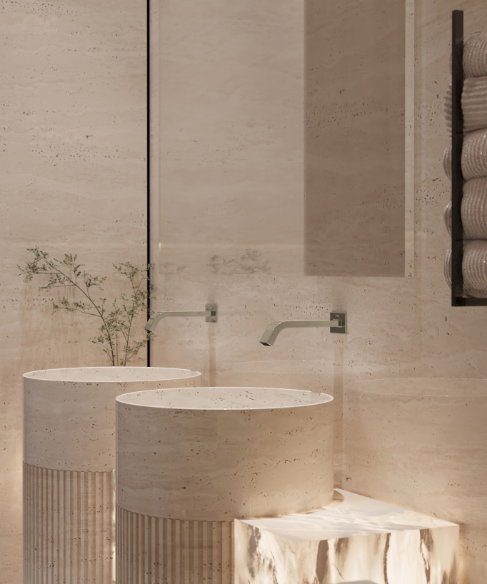 Rubinetto automatico da parete per lavabo, acqua fredda champagne – Fiumina