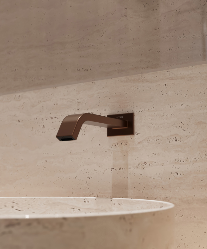 Rubinetto automatico da parete per lavabo, acqua fredda oro rosa spazzolato – Fiumina