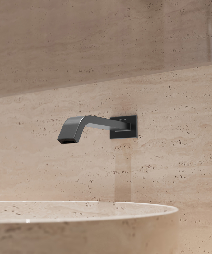 Rubinetto automatico da parete per lavabo, acqua fredda gunmetal – Fiumina