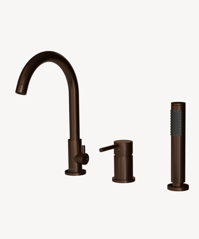 Miscelatore da bordo vasca 3 fori Moka spazzolato - Corbeau