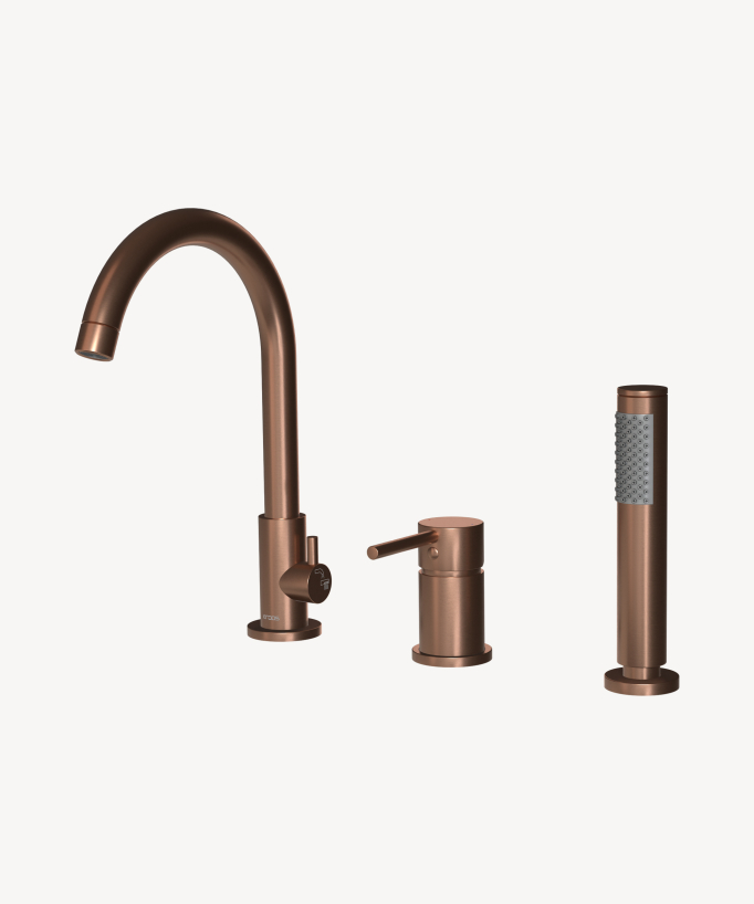 Miscelatore vasca da appoggio 3 fori oro rosa spazzolato - Corbeau - small