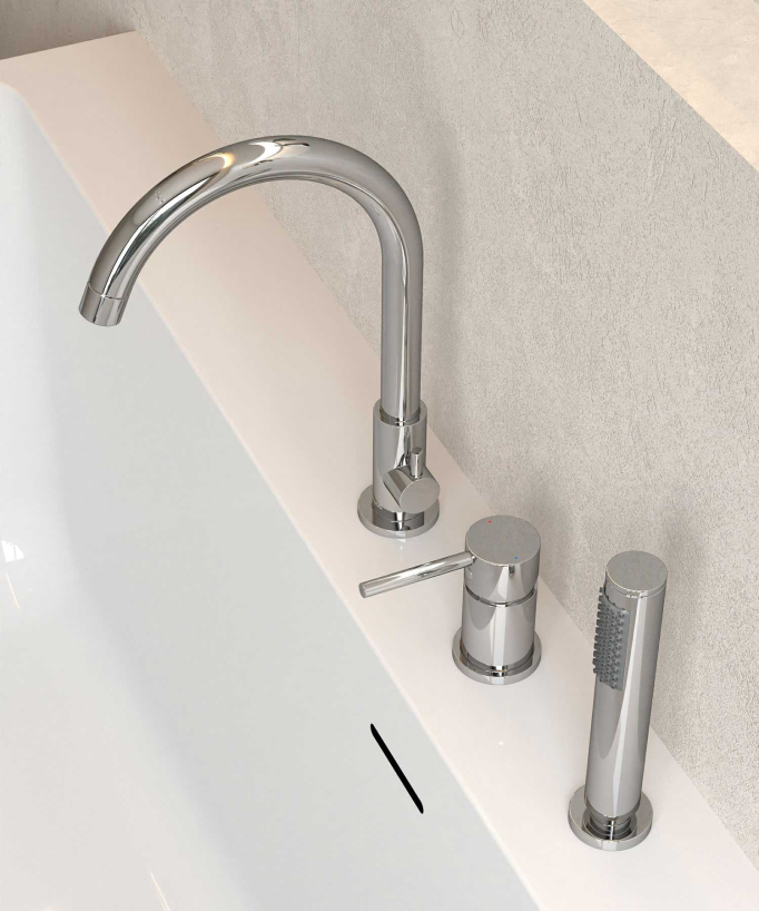 Miscelatore per vasca da appoggio a 3 fori Cromato - Corbeau